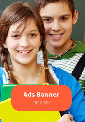 Two smiling students holding colorful books