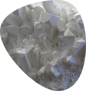 Close-up of white crystalline mineral chunks.