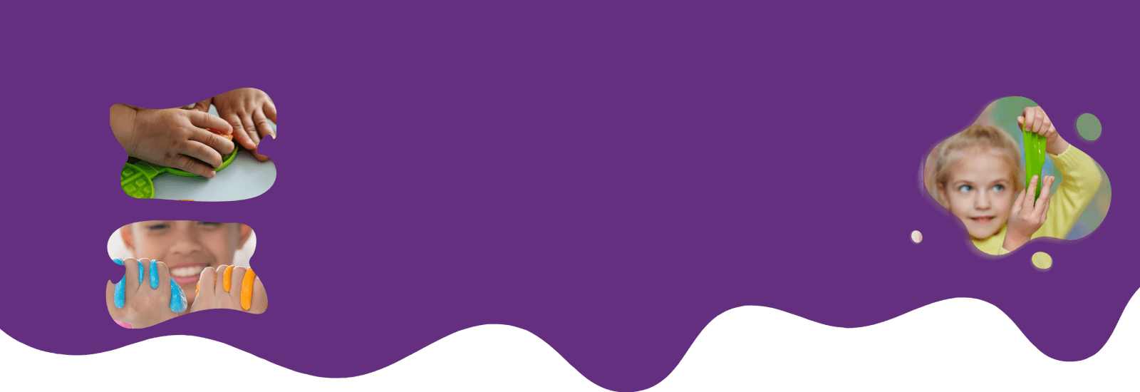 Purple abstract shape with wavy bottom edge on a white background.