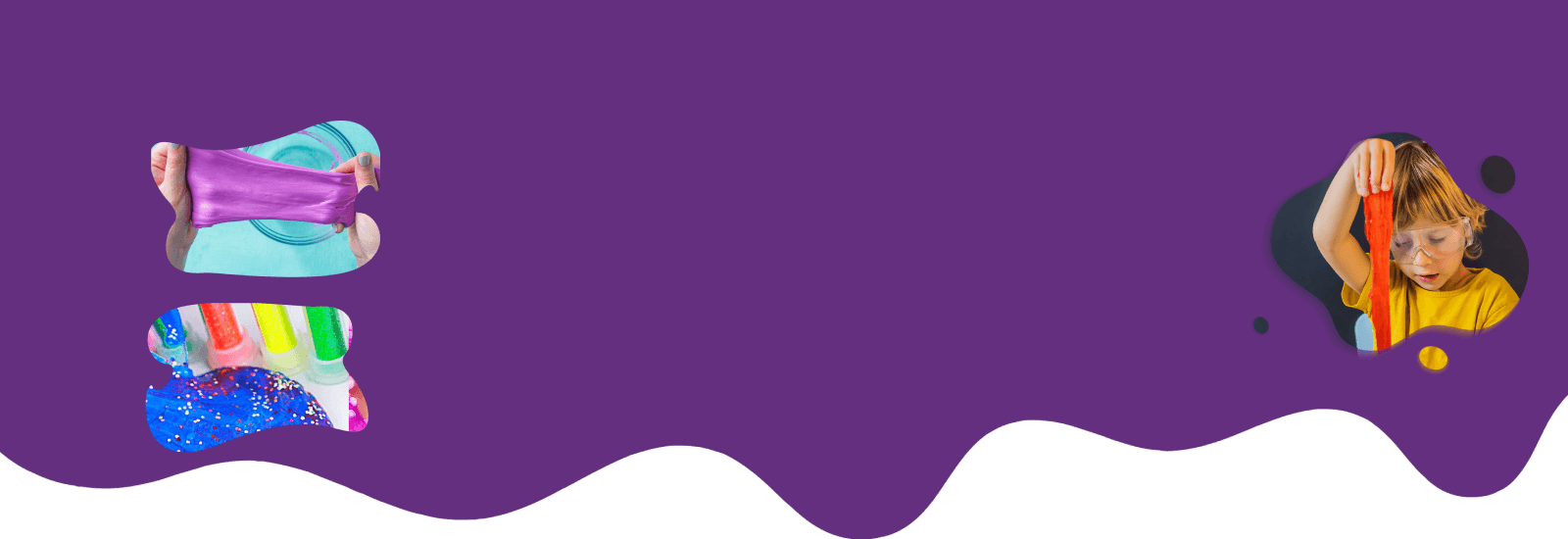 Purple abstract shape with wavy black bottom edge.