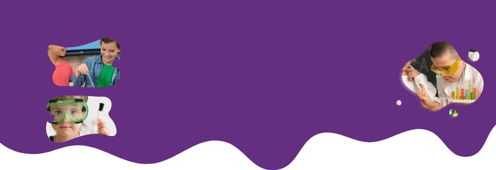 Purple abstract shape with wave-like curves against a white background.