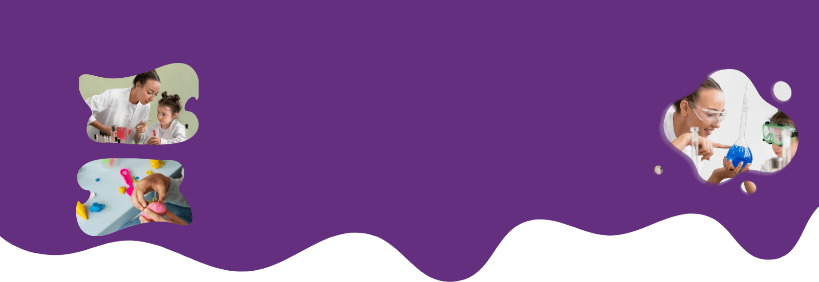 Minimalist purple background with abstract wave shapes.